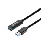 CABLE USB EXTENSIÓN, MANHATTAN,153737,V3.0 EXT. ACTIVA 5.0M NEGRO