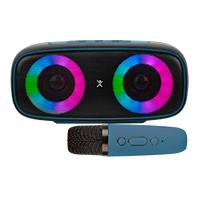 BOCINA INALAMBRICA BLUETOOTH PORTATIL CON MICROFONO KARAOKE RECARGABLE FUNCION TWS RESISTENTE A SALPICADURAS PERFECT CHOICE OUTDOORS LITE - AZUL